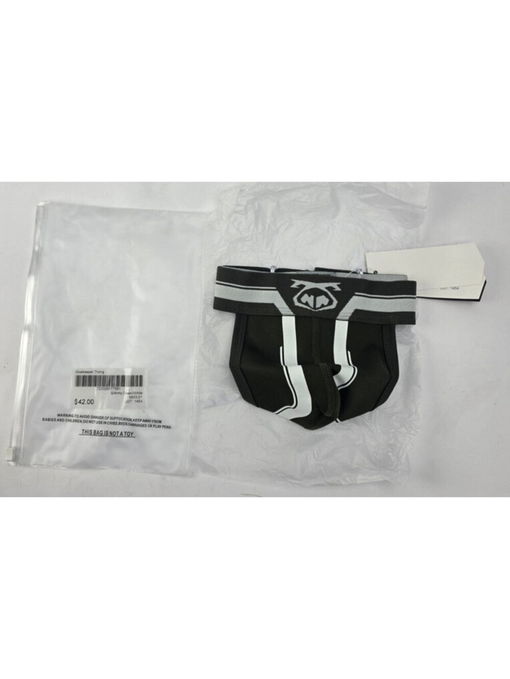Nasty Pig Goalkeeper Thong Army Green White Size Small NWT Men's Underwear